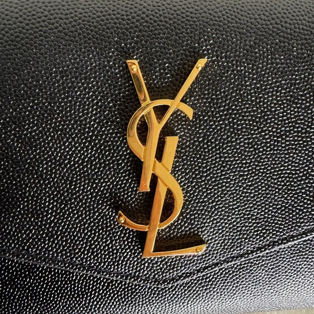 SAINT LAURENT Uptown Chain Wallet in Grain De Poudre Embossed Leather - Picture 2 of 14